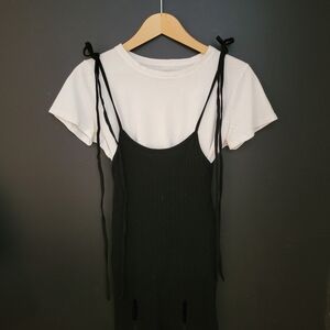 Black Ribbed Tie Top